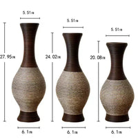 NAYSAYE Lot de 3 vases tissés à la main, élégants décorations de table et sur pied pour un style intérieur classique et moderne, marron et blanc, 22.16*10.51*29.86
