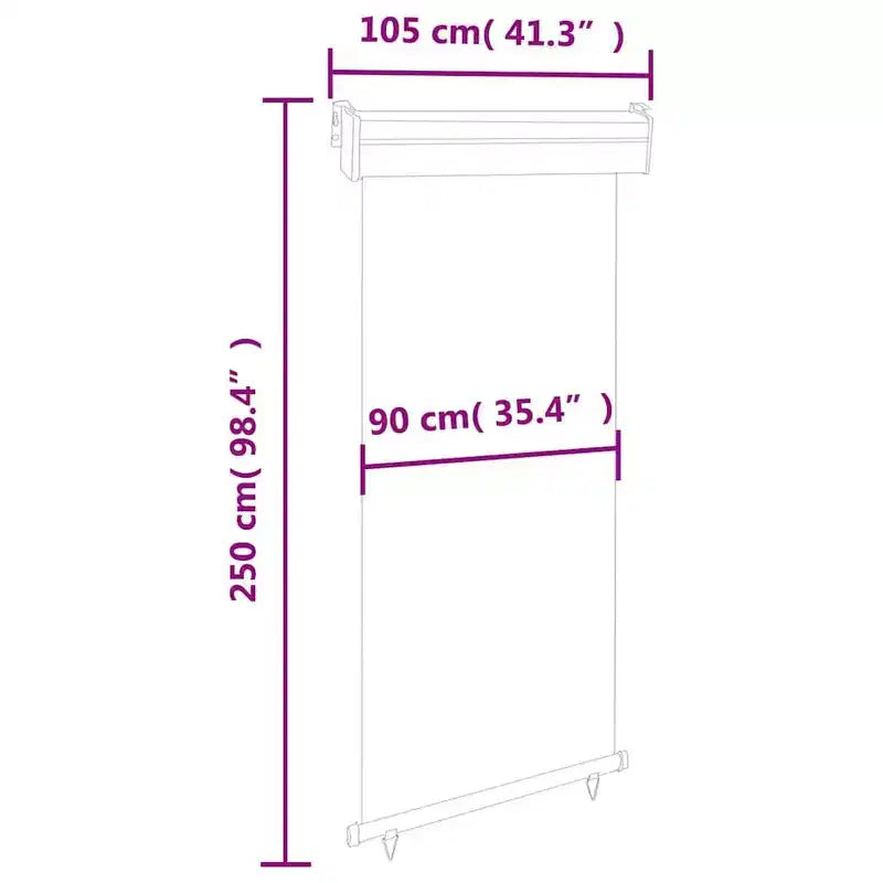 vidaXL Store latéral de balcon Acier gris 105 x 250 cm Accoudoirs réglables