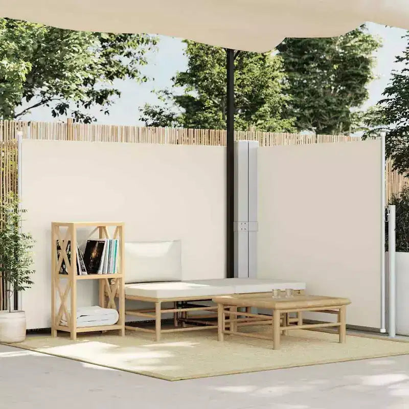 vidaXL Store latéral crème en polyester avec revêtement PU 55,1 x 393,7 in