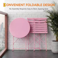 GustoWave Ensemble bistrot pliable 3 pièces en métal avec table ronde et 2 chaises