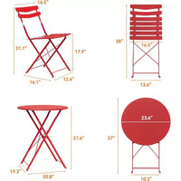 GustoWave Ensemble bistrot pliable 3 pièces en métal avec table ronde et 2 chaises