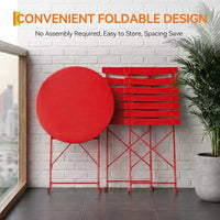 GustoWave Ensemble bistrot pliable 3 pièces en métal avec table ronde et 2 chaises