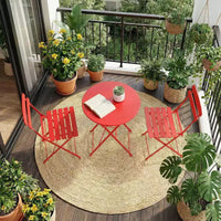 GustoWave Ensemble bistrot pliable 3 pièces en métal avec table ronde et 2 chaises