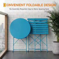 GustoWave Ensemble bistrot pliable 3 pièces en métal avec table ronde et 2 chaises
