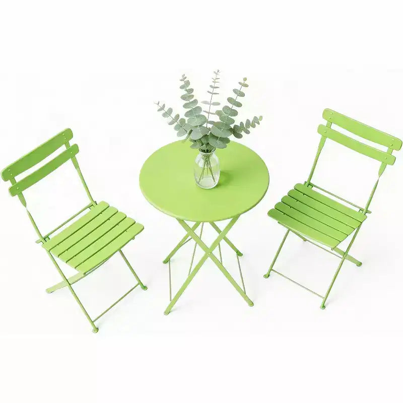 GustoWave Ensemble bistrot pliable 3 pièces en métal avec table ronde et 2 chaises