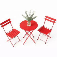 GustoWave Ensemble bistrot pliable 3 pièces en métal avec table ronde et 2 chaises