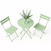 GustoWave Ensemble bistrot pliable 3 pièces en métal avec table ronde et 2 chaises
