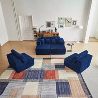 MAYEERTY Canapé sectionnel modulable en flanelle bleue en forme de U, mousse haute densité avec oreillers décoratifs