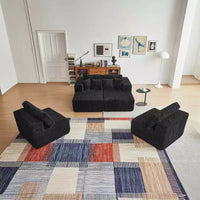 MAYEERTY Canapé sectionnel modulable en flanelle bleue en forme de U, mousse haute densité avec oreillers décoratifs