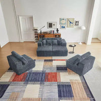 MAYEERTY Canapé sectionnel modulable en flanelle bleue en forme de U, mousse haute densité avec oreillers décoratifs