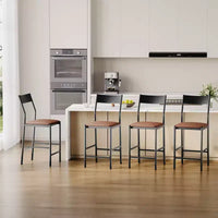 Tabourets de bar modernes en cuir PU, hauteur comptoir de 61 cm, dossier incurvé et repose-pieds, rembourrés, capacité de 136 kg pour la maison ou le bureau