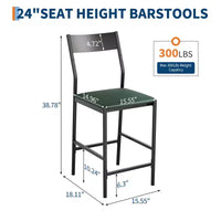 Tabourets de bar modernes en cuir PU, hauteur comptoir de 61 cm, dossier incurvé et repose-pieds, rembourrés, capacité de 136 kg pour la maison ou le bureau