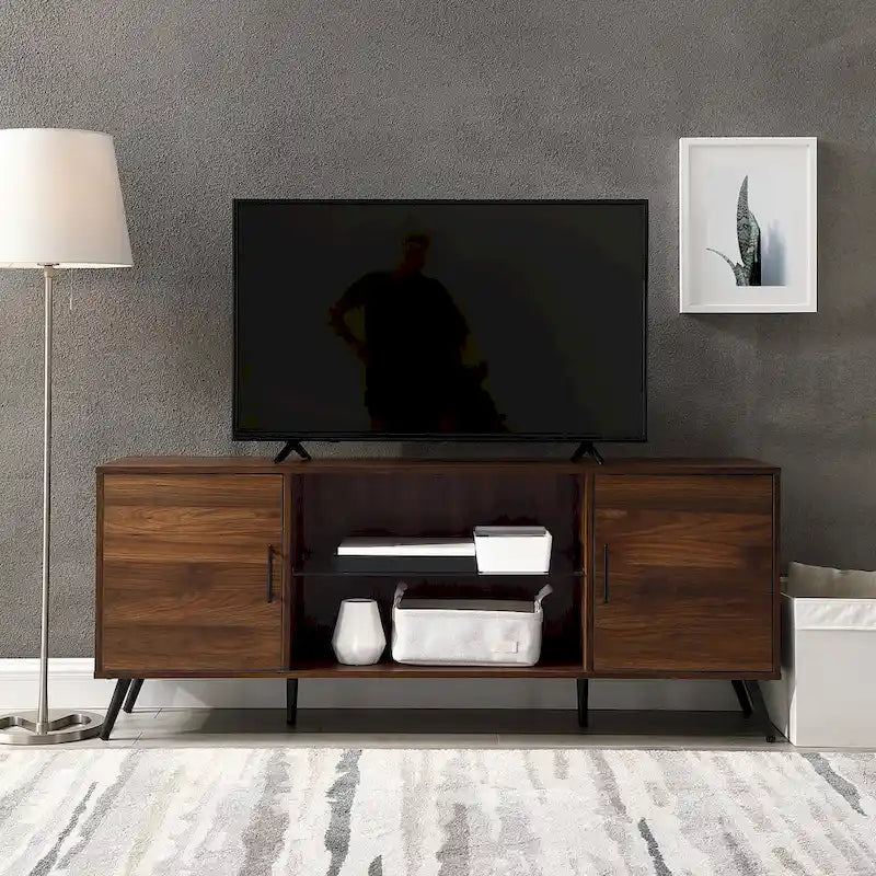 Meuble TV à 2 portes de 60 pouces de style moderne du milieu du siècle Middlebrook