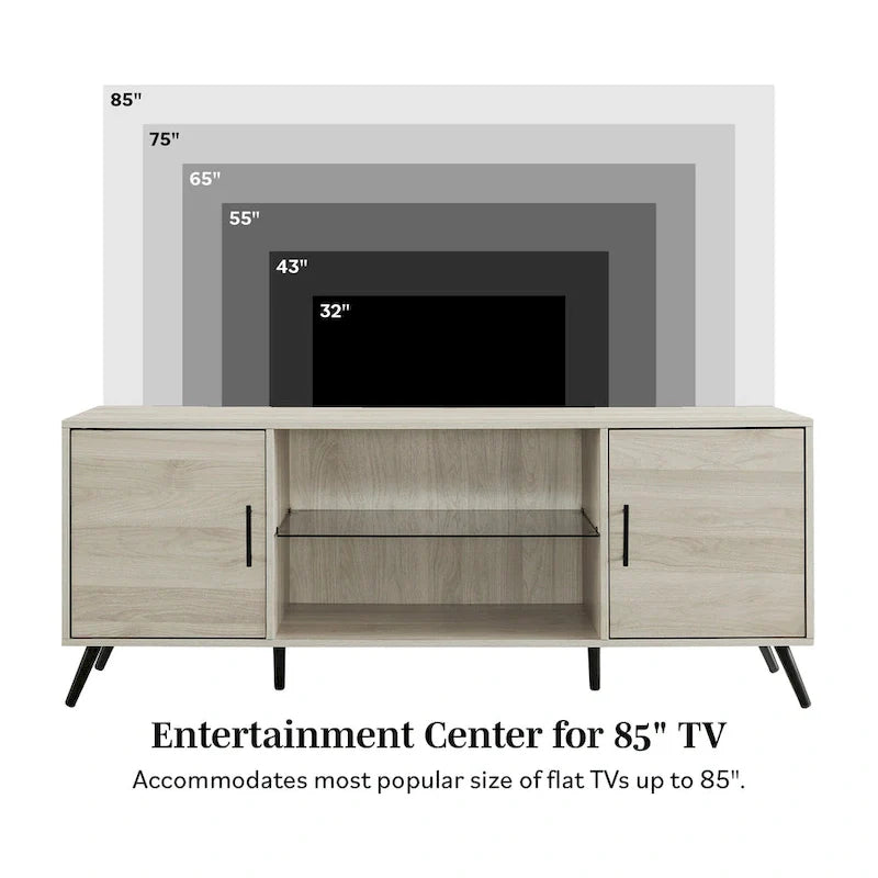 Meuble TV à 2 portes de 60 pouces de style moderne du milieu du siècle Middlebrook