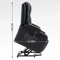 Fauteuil inclinable releveur en similicuir noir, 8 points de massage, chauffant, USB