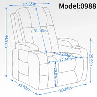 Fauteuil inclinable releveur en similicuir noir, 8 points de massage, chauffant, USB