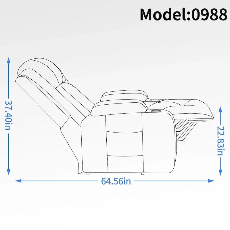Fauteuil inclinable releveur en similicuir noir, 8 points de massage, chauffant, USB