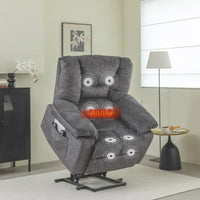 Fauteuil inclinable électrique surdimensionné en velours avec massage, chauffage, poches