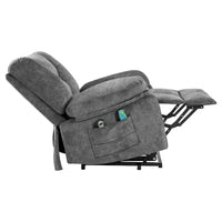 Fauteuil inclinable électrique surdimensionné en velours avec massage, chauffage, poches