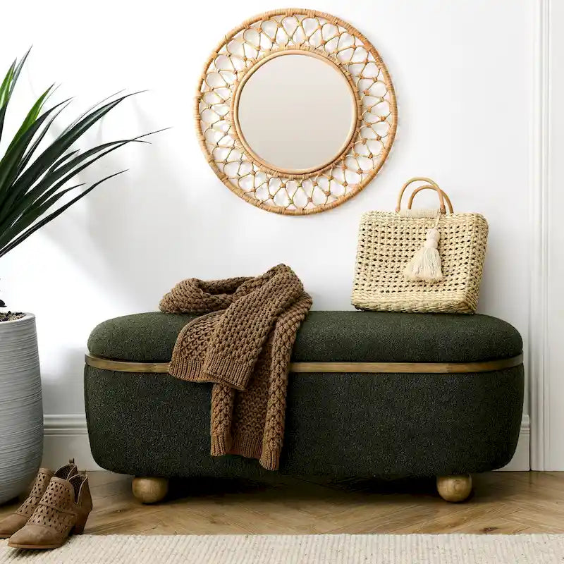 Banc Ottoman de Rangement, Banc Ottoman Capitonnage avec Rangement et Assise, Grand Banc de Rangement pour Couvertures et Repose-Pieds