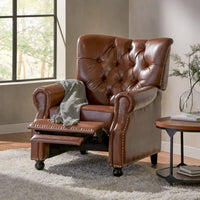 Fauteuil inclinable à bascule arrière, repose-pieds, dossier à boutons, clous décoratifs