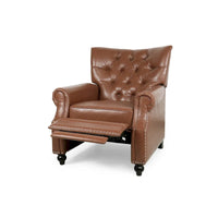 Fauteuil inclinable à bascule arrière, repose-pieds, dossier à boutons, clous décoratifs