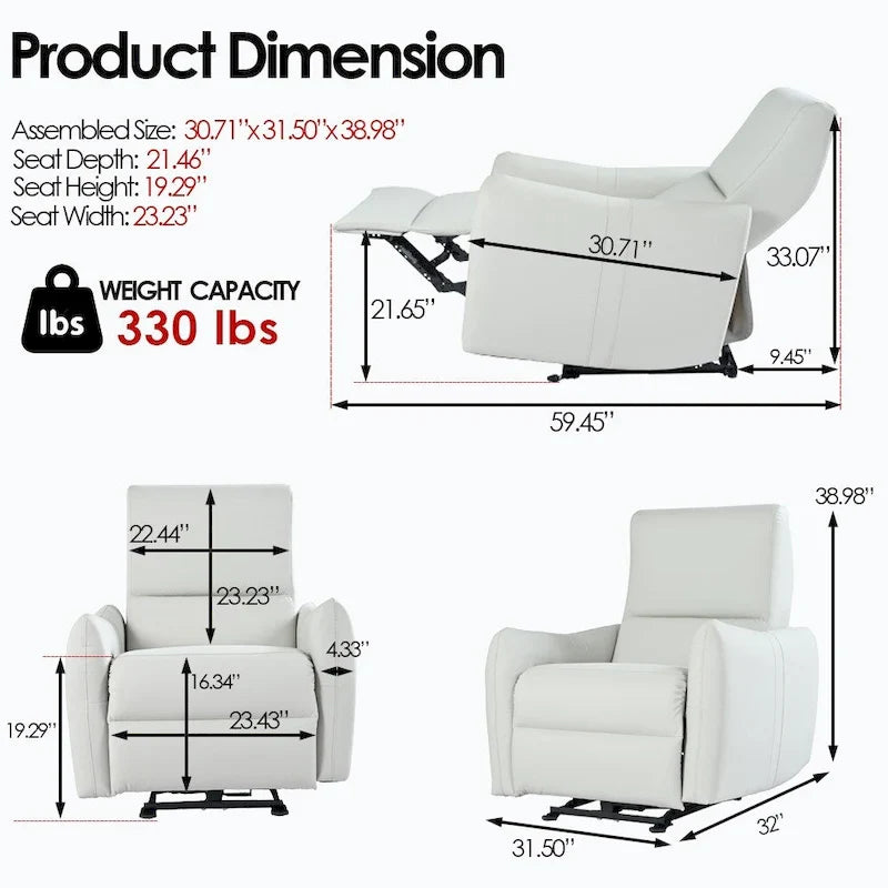 Fauteuil inclinable électrique avec port USB, fauteuil inclinable mural peu encombrant
