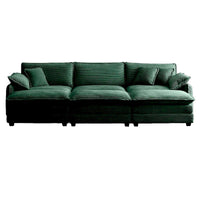 Canapé sectionnel modulable convertible 6 pièces en velours côtelé avec 3 ottomans amovibles et 5 coussins, combinaison libre