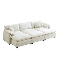 Canapé sectionnel modulable convertible 6 pièces en velours côtelé avec 3 ottomans amovibles et 5 coussins, combinaison libre