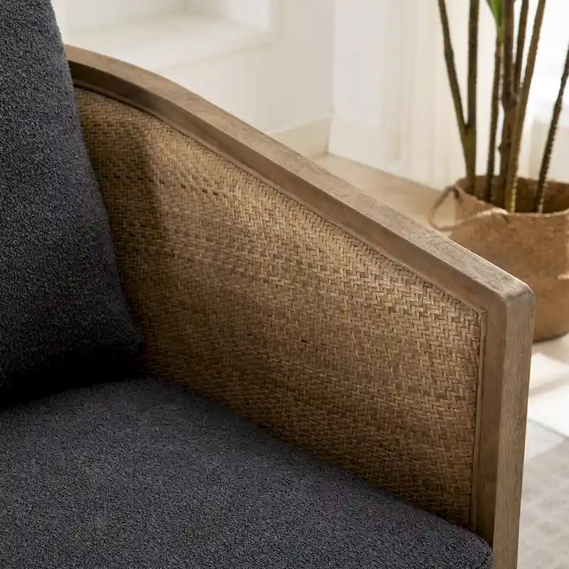 Fauteuil club pivotant à 360° en tissu noir carbone 30.12 avec cadre en bois dur robuste