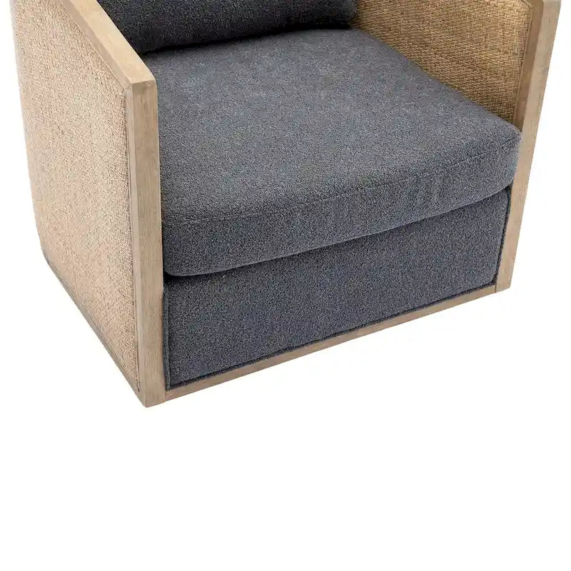 Fauteuil club pivotant à 360° en tissu noir carbone 30.12 avec cadre en bois dur robuste
