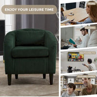 Fauteuil tonneau rembourré Emerald 24.8 avec pieds en bois et oreillers
