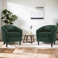 Fauteuil tonneau rembourré Emerald 24.8 avec pieds en bois et oreillers