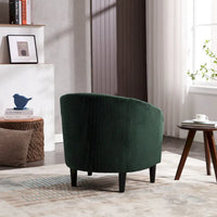 Fauteuil tonneau rembourré Emerald 24.8 avec pieds en bois et oreillers