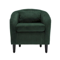 Fauteuil tonneau rembourré Emerald 24.8 avec pieds en bois et oreillers