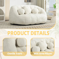 Fauteuil de détente blanc 63.78 rembourré en chenille avec mousse haute densité