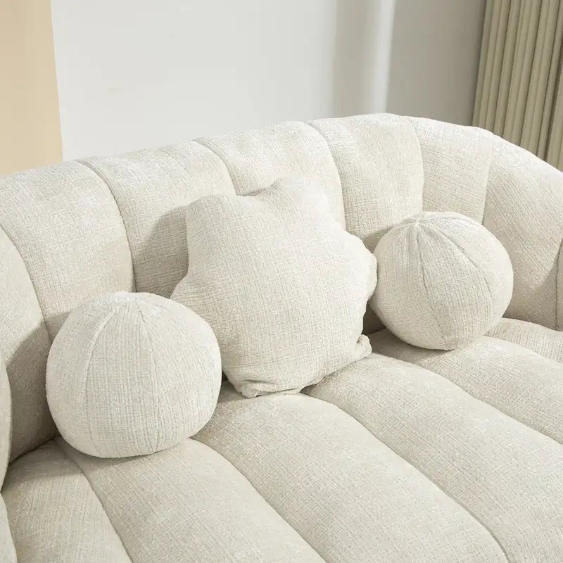 Fauteuil de détente blanc 63.78 rembourré en chenille avec mousse haute densité