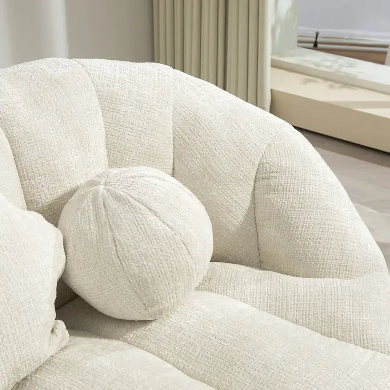 Fauteuil de détente blanc 63.78 rembourré en chenille avec mousse haute densité