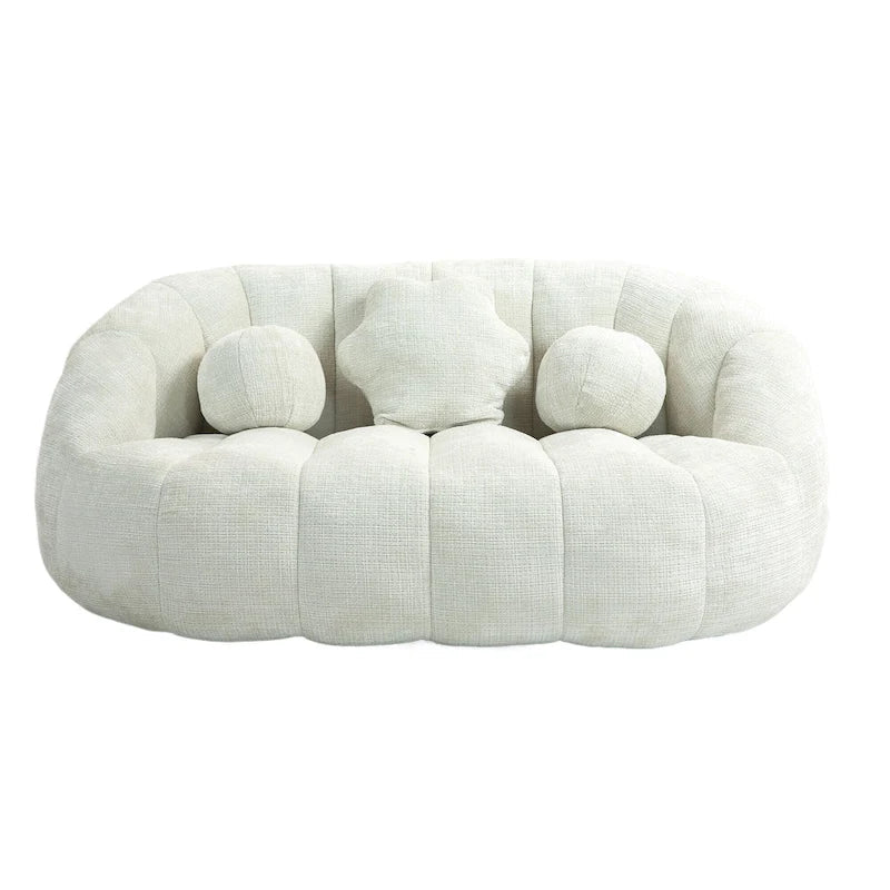 Fauteuil de détente blanc 63.78 rembourré en chenille avec mousse haute densité
