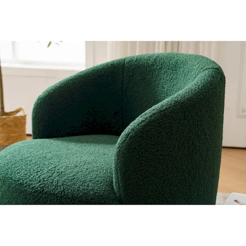 Fauteuil pivotant cylindrique vert moderne 25.6 avec anneau en métal