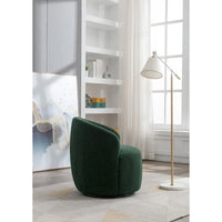 Fauteuil pivotant cylindrique vert moderne 25.6 avec anneau en métal