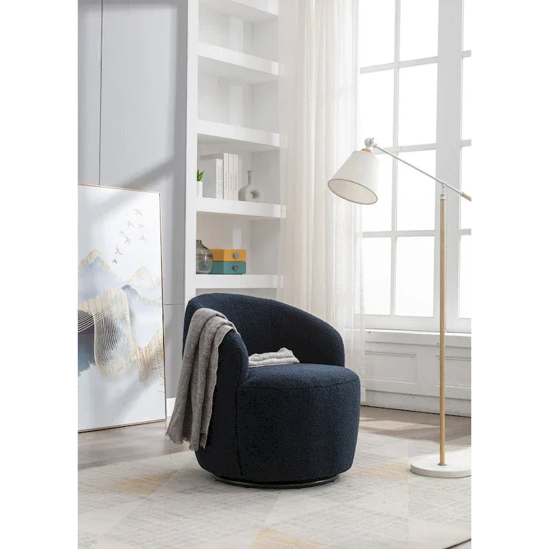 Fauteuil pivotant cylindrique vert moderne 25.6 avec anneau en métal