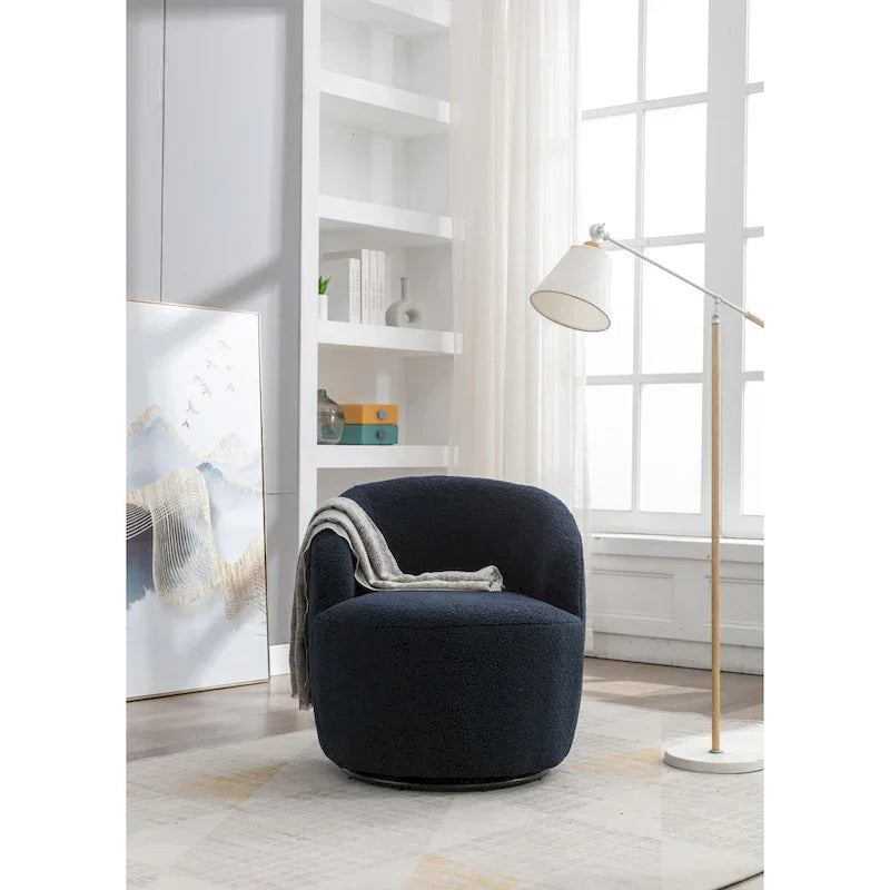 Fauteuil pivotant cylindrique vert moderne 25.6 avec anneau en métal