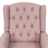 Fauteuil inclinable à dossier oreilles à pousser moderne avec repose-pieds, capitonné à boutons, pieds en bouleau