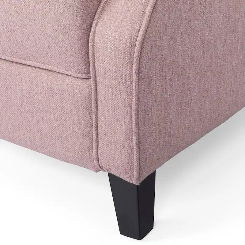 Fauteuil inclinable à dossier oreilles à pousser moderne avec repose-pieds, capitonné à boutons, pieds en bouleau