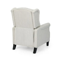 Fauteuil inclinable à dossier oreilles à pousser moderne avec repose-pieds, capitonné à boutons, pieds en bouleau