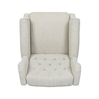 Fauteuil inclinable à dossier oreilles à pousser moderne avec repose-pieds, capitonné à boutons, pieds en bouleau
