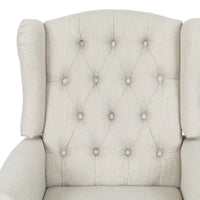 Fauteuil inclinable à dossier oreilles à pousser moderne avec repose-pieds, capitonné à boutons, pieds en bouleau