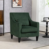 Fauteuil rembourré Emerald 26.77 avec accoudoirs incurvés et pieds en bois d'hévéa