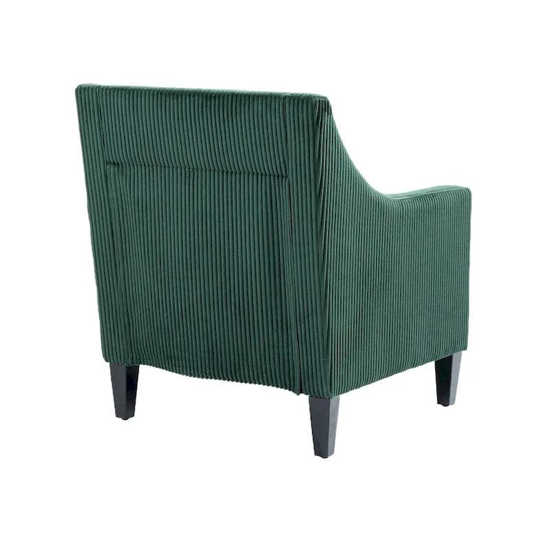 Fauteuil rembourré Emerald 26.77 avec accoudoirs incurvés et pieds en bois d'hévéa